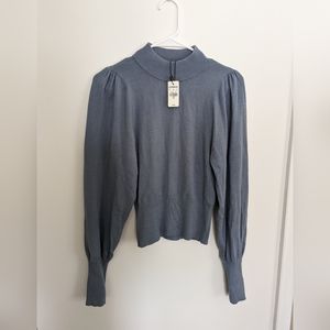 Express Puff Shoulder Blue Sweater